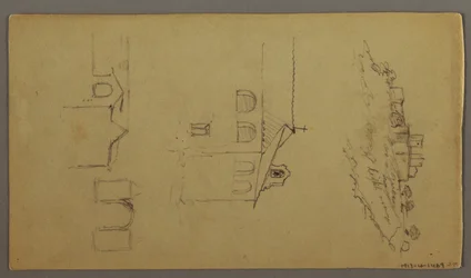 Dessin, Recto : Blanc ; Verso : Fortree on Hilltop, Two c, Gateway, peut-être 1868-69