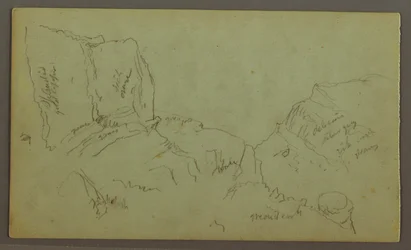 Dessin, Cimes des montagnes Rocheuses, peut-être 1868