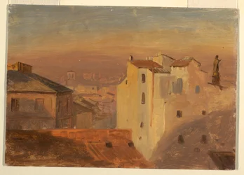 Dessin, Toits, Rome, Italie, 1868-69