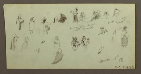 Dessin, toits surplombant la mer, porte d