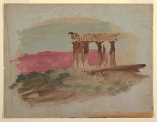 Dessin, Ruines du temple dorique, Corinthe, 1869