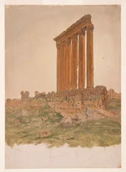 Dessin, Ruines du temple de Zeus, Baalbek, mai 1868
