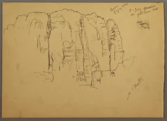 Dessin, Croquis de Petra, Jordanie, février 1868