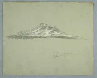 Dessin, sommet enneigé du mont Chimborazo, Équateur, juillet 1857