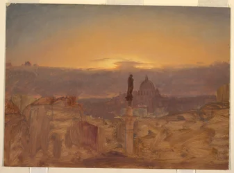 Dessin, Basilique Saint-Pierre depuis le Pincio, Rome, fin 1868 ou début 1869