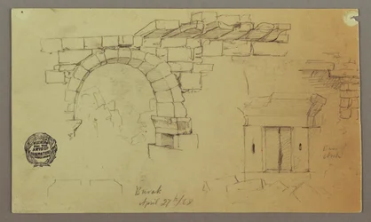 Dessin, arc en pierre, base en pierre, 27 avril 1868