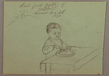 Dessin, coucher de soleil, enfant mangeant, 22 décembre 1870
