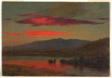 Dessin, coucher de soleil, Hudson, New York, 25 décembre 1873