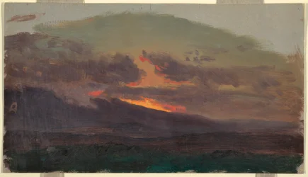 Dessin, Coucher de soleil sur les Catskills, 1870-80