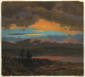 Dessin, Coucher de soleil sur la vallée de l