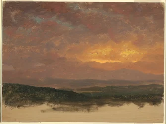 Dessin, Coucher de soleil sur les Catskills, 1870-80