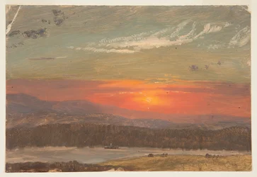 Dessin, Coucher de soleil sur les Catskills, 1870-80