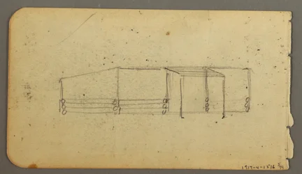 Dessin, verso : schéma de la cabine, peut-être 1878