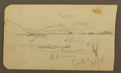Dessin, vue près du lac, Cuitzeo ; verso : vue près du lac, Cuitzeo, février 1885