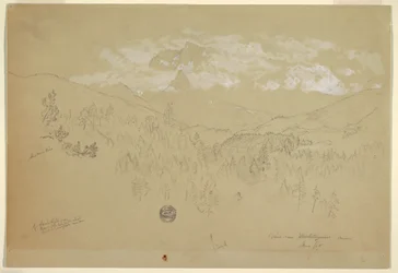 Dessin, Vue près de Berchtesgaden, Bavière, juin 1868