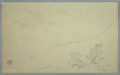Dessin, vue du pic de Blue Mountain, vu de près de Salloway Hill, Jamaïque, juillet 1865