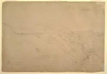 Dessin, Volcan Puresé et le Rio de Vinagre, Purese, Colombie, août 1853