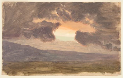 Coucher de soleil sur des collines nues