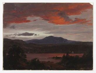 Turner Pond avec Pomola Peak et Baxter Peak, Maine.