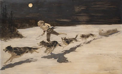Chiens "Huskie" sur la route gelée (Talking Musquash)