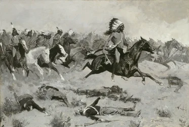 Rushing Red Lodges Passed through the Line, c.1900