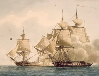 Combat entre la frégate française Amazone et la frégate britannique Santa Marguerita dans la baie de Chesapeake, 29 juillet