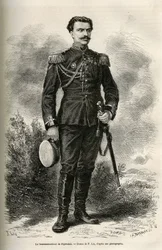 Portrait du voyageur et narrateur Lieutenant Colonel de Prjewalski (illustration du voyage en Mongolie et au pays des Tangoutes, 1870-1873, par le Lieutenant Colonel de Prjewalski)