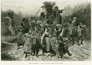 Retour de la moisson. Gravure pour illustrer l