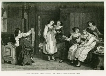 Le vieux costume alsacien. Gravure par Lix, d