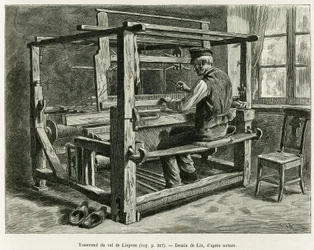 Tisserand de la vallée de Liepvre. Gravure de Lix, pour illustrer le récit À travers l