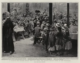 Un banquet pour les garçons et filles des écoles de chiffonniers, le dîner annuel donné à Guildhall