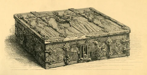 Coffret en bois et cuir, 1350-1370, 1881