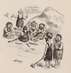 Nos ancêtres antédiluviens par F Opper : Numéro quarante-neuf (litho)
