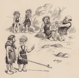Nos ancêtres antédiluviens par F Opper : Numéro sept (litho)