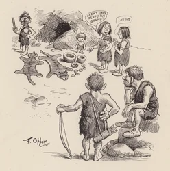 Nos ancêtres antédiluviens par F Opper : Numéro seize (litho)