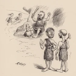 Nos ancêtres antédiluviens par F Opper : Numéro trente (litho)