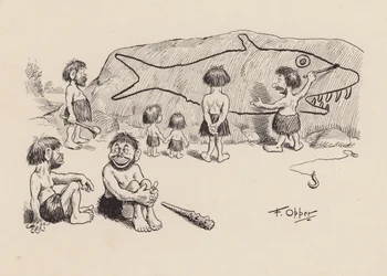 Nos ancêtres antédiluviens par F Opper : Numéro trente-huit (litho)