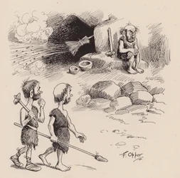 Nos ancêtres antédiluviens par F Opper : Numéro trente-trois (litho)