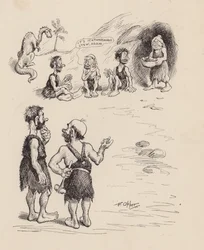 Nos ancêtres antédiluviens par F Opper : Numéro trois (litho)