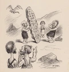 Nos ancêtres antédiluviens par F Opper : Numéro vingt-huit (litho)