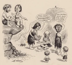 Nos ancêtres antédiluviens par F Opper : Numéro vingt-quatre (litho)