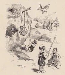 Nos ancêtres antédiluviens par F Opper : Numéro vingt-sept (litho)
