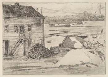 Marée basse, pont de Cos Cob, 1915