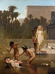 Moïse sauvé des eaux - La Découverte de Moïse par Frederick Goodall (1822-1904). Dimensions : 152,4 x 114