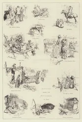 Croquis parmi les cueilleurs de houblon dans le Kent