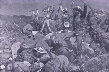 La reddition feinte qui a attiré les Liverpools dans une position désespérée, illustration de Après Pretoria : La guerre de guérilla, 1902