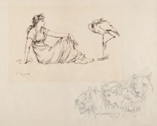 Femme et une grue (Vigilance ?)