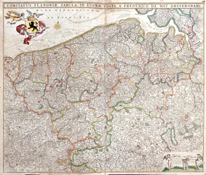 Carte du Comté de Flandre, France et Belgique