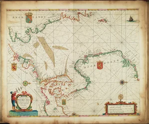 Carte de la mer du Nord montrant toutes les côtes et ports environnants