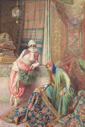 Marchander avec le vendeur de tapis, c.1875